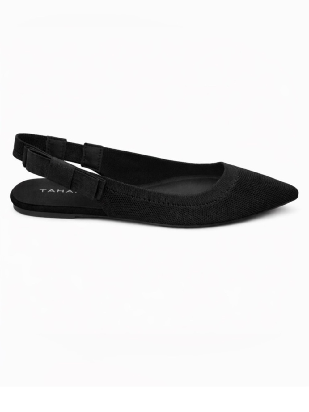 Tahari / Singapore Black Mesh Slingback Pointed-Toe Flat Size 7